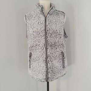 Miami Grey Sherpa Zip Front Vest Size Medium